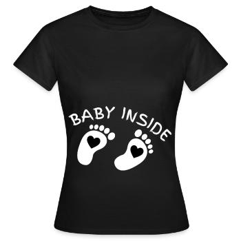 baby inside auf babybauch der schwangeren - Frauen T-Shirt - Schwarz - Vorne - AI Model Female 172 dark (172cm)