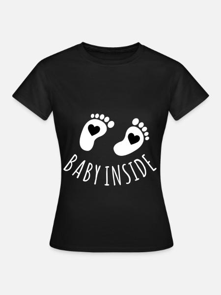 baby inside füße mit herz - Frauen T-Shirt - Schwarz