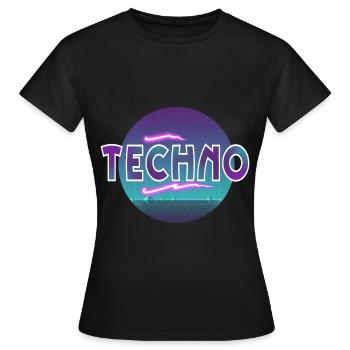 Techno - T-shirt Femme - noir - Devant - AI Model Female 172 dark (172cm)