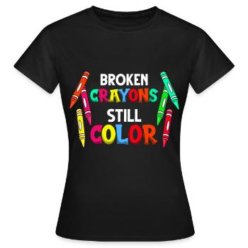 Crayon Box Colored Pencil Wax Case Wax Crayon - Women's T-Shirt - black - Front - AI Model Female 172 dark (172cm)