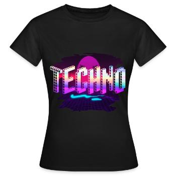 Techno - Women's T-Shirt - black - Front - AI Model Female 172 dark (172cm)