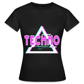 Techno - T-shirt Femme - noir - Devant - AI Model Female 172 dark (172cm)