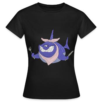 Requin très affamé - T-shirt Femme - noir - Devant - AI Model Female 172 dark (172cm)