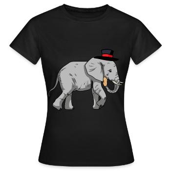 Elephant Peanut Hat Gentleman Fantasy Mister Dick - T-shirt Femme - noir - Devant - AI Model Female 172 dark (172cm)