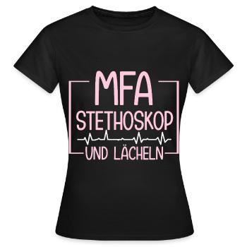 MFA Stethoscope & Smile Medical - Women's T-Shirt - black - Front - AI Model Female 172 dark (172cm)