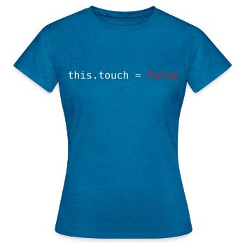 Ne pas toucher - T-shirt Femme - bleu saphir antique chiné - Devant - AI Model Female 172 dark (172cm)