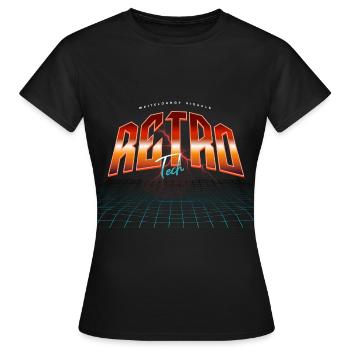 Rétro Tech Neon Synthwave - T-shirt Femme - noir - Devant - AI Model Female 172 dark (172cm)