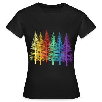 LGBT Rainbow Fir Trees Spruce Forest Trees Tree - Women's T-Shirt - black - Front - AI Model Female 172 dark (172cm)