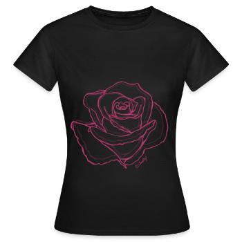 Rose rose - T-shirt Femme - noir - Devant - AI Model Female 172 dark (172cm)