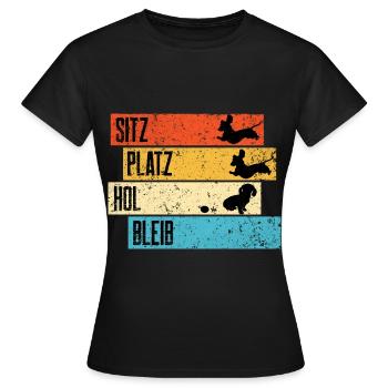 Retro Dackel Dachshund Teckel Witz - Frauen T-Shirt - Schwarz - Vorne - AI Model Female 172 dark (172cm)