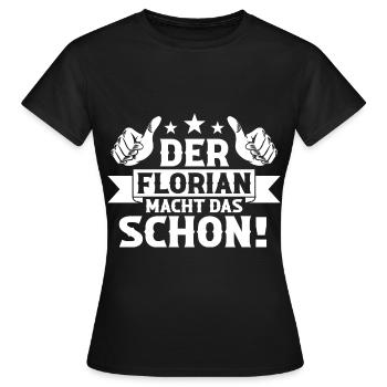 Florian - Frauen T-Shirt - Schwarz - Vorne - AI Model Female 172 dark (172cm)