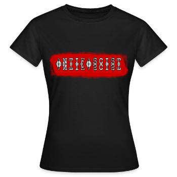 ANTI-FASCIST, ANTI-FASCIST, ANTI-FASCISM - Women's T-Shirt - black - Front - AI Model Female 172 dark (172cm)