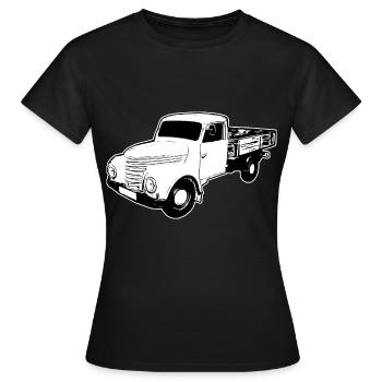 Framo pritsche Transporter Lkw DDR IFA Oldtimer - Frauen T-Shirt - Schwarz - Vorne - AI Model Female 172 dark (172cm)
