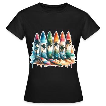 Surfen Surfer - Frauen T-Shirt - Schwarz - Vorne - AI Model Female 172 dark (172cm)