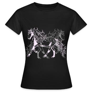 Heavenly Wild Horses Étalon Cavalier Passionné de chevaux - T-shirt Femme - noir - Devant - AI Model Female 172 dark (172cm)