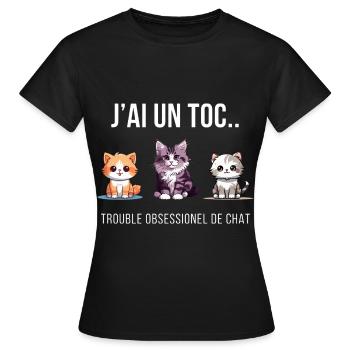 OBSESSION DU CHAT - T-shirt Femme - noir - Devant - AI Model Female 172 dark (172cm)