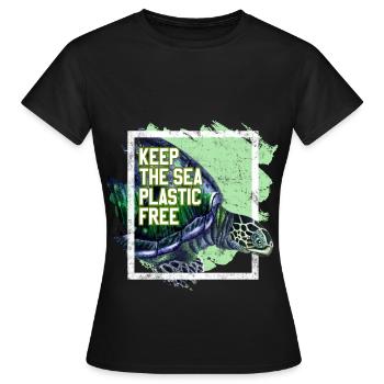 Protection de l’environnement Chemise activiste Sans plastique Recyclage - T-shirt Femme - noir - Devant - AI Model Female 172 dark (172cm)