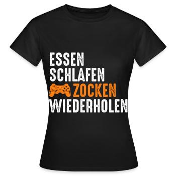 Zocker Zocken Gamer - Frauen T-Shirt - Schwarz - Vorne - AI Model Female 172 dark (172cm)