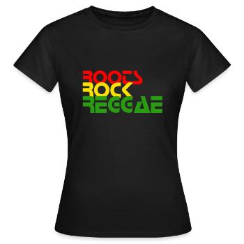 ROOTS ROCK REGGAE,Rastafari,Bob,Marley,Jamaica - Frauen T-Shirt - Schwarz - Vorne - AI Model Female 172 dark (172cm)
