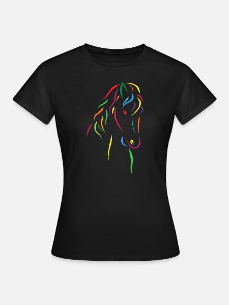 Pferdekopf Bunt - Frauen T-Shirt - Schwarz