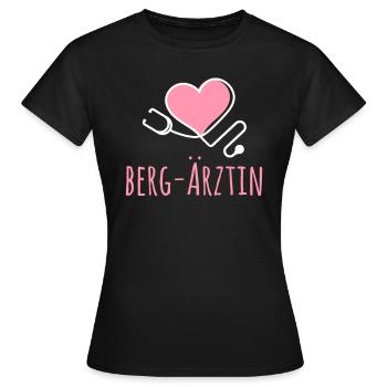 Bergdoktor Berge Alpen Apres Ski Wande berg-ärztin - Frauen T-Shirt - Schwarz - Vorne - AI Model Female 172 dark (172cm)