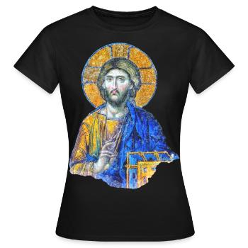 Jesus Christus Mosaik-Kunst in der Hagia-Sophia - Frauen T-Shirt - Schwarz - Vorne - AI Model Female 172 dark (172cm)