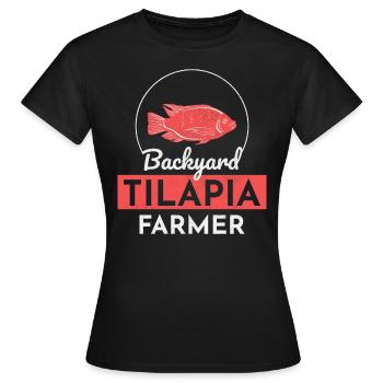 Hinterhof Tilapia Bauer Fischzucht Bauernhof Lustig - Frauen T-Shirt - Schwarz - Vorne - AI Model Female 172 dark (172cm)