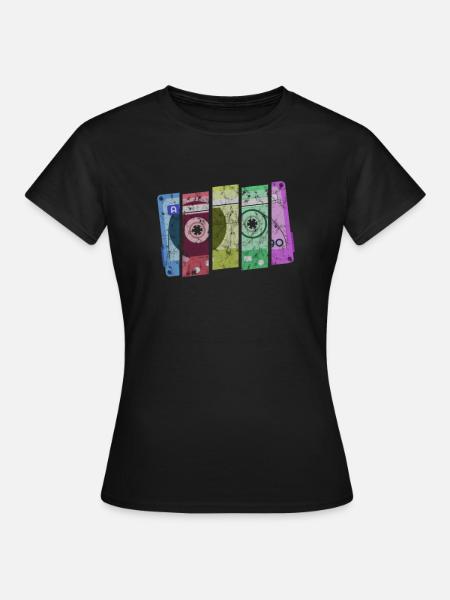 Cassette Colours - Frauen T-Shirt - Schwarz
