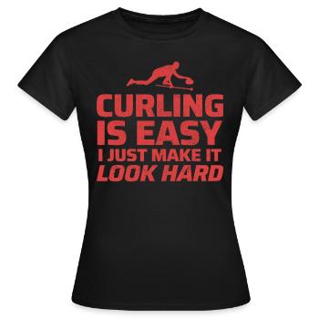 Curling Kehrfächer Winter Eissport Curler Lustig - Frauen T-Shirt - Schwarz - Vorne - AI Model Female 172 dark (172cm)