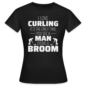 Curling Kehrfächer Winter Eissport Curler Lustig - Frauen T-Shirt - Schwarz - Vorne - AI Model Female 172 dark (172cm)