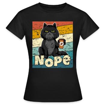 Katze Nope Retro Vintage - Frauen T-Shirt - Schwarz - Vorne - AI Model Female 172 dark (172cm)
