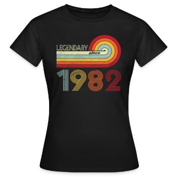 1982 Geburtstag Legendary since Vintage Rainbow - Frauen T-Shirt - Schwarz - Vorne - AI Model Female 172 dark (172cm)