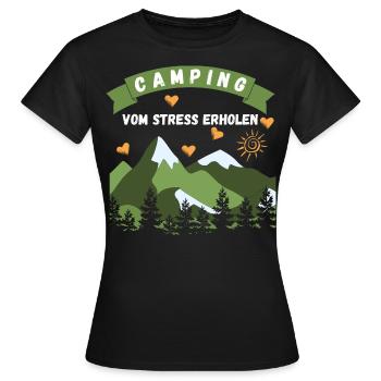 Camping vom Stress erholen - Frauen T-Shirt - Schwarz - Vorne - AI Model Female 172 dark (172cm)