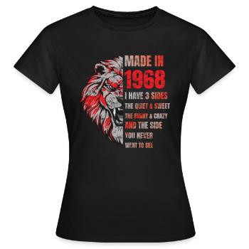 1968 Birthday Lion made in - Women's T-Shirt - black - Front - AI Model Female 172 dark (172cm)