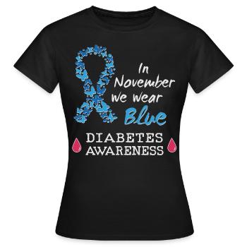 Im November wir tragen wir blau Diabetes Awareness - Frauen T-Shirt - Schwarz - Vorne - AI Model Female 172 dark (172cm)