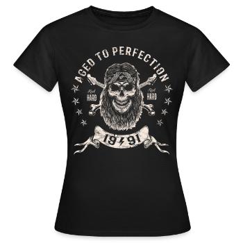 1991 Geburtstag Aged to perfection Rock Hard - Frauen T-Shirt - Schwarz - Vorne - AI Model Female 172 dark (172cm)