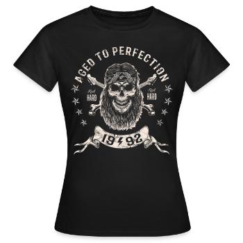 1992 Geburtstag Aged to perfection Rock Hard - Frauen T-Shirt - Schwarz - Vorne - AI Model Female 172 dark (172cm)