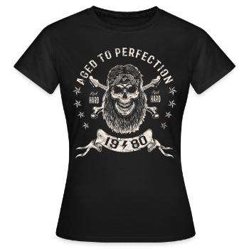1980 Geburtstag Aged to perfection Rock Hard - Frauen T-Shirt - Schwarz - Vorne - AI Model Female 172 dark (172cm)