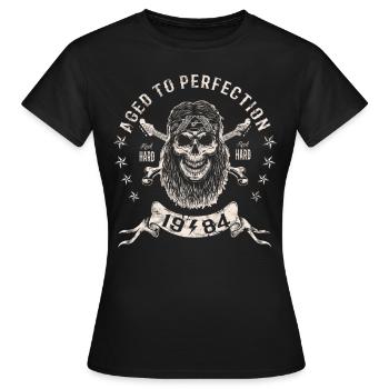 1984 Geburtstag Aged to perfection Rock Hard - Frauen T-Shirt - Schwarz - Vorne - AI Model Female 172 dark (172cm)
