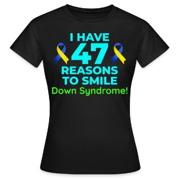 Bewusstsein für das Down-Syndrom 47 Gründe zum Lächeln - Frauen T-Shirt - Schwarz - Vorne - AI Model Female 172 dark (172cm)