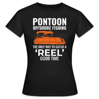 Pontonboot Motorboot Hochseefischen Lustig - Frauen T-Shirt - Schwarz - Vorne - AI Model Female 172 dark (172cm)