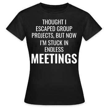 Travail Mèmes Bureau-Humour Lieu De Travail Drôle - T-shirt Femme - noir - Devant - AI Model Female 172 dark (172cm)