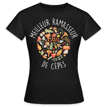 Cèpe Champignons champignon Ramasseur Cueillette - T-shirt Femme - noir - Devant - AI Model Female 172 dark (172cm)