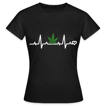 Cannabisblatt EKG - Frauen T-Shirt - Schwarz - Vorne - AI Model Female 172 dark (172cm)
