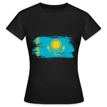 Kasachstan Flagge - Frauen T-Shirt - Schwarz - Vorne - AI Model Female 172 dark (172cm)