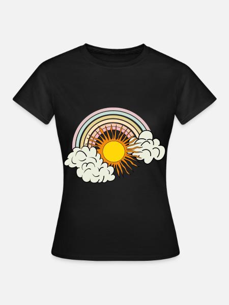 sonne wolken regenbogen - Frauen T-Shirt - Schwarz