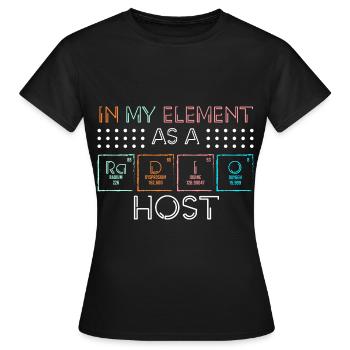 Podcast Announcement Speaker Broadcast - Women's T-Shirt - black - Front - AI Model Female 172 dark (172cm)