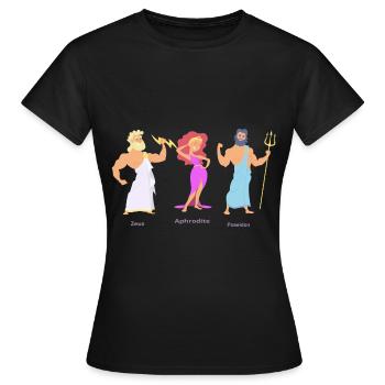 ZEUS APHRODITE POSEIDON - Frauen T-Shirt - Schwarz - Vorne - AI Model Female 172 dark (172cm)