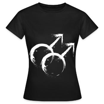 Double Mars. Homosexualité masculine - T-shirt Femme - noir - Devant - AI Model Female 172 dark (172cm)