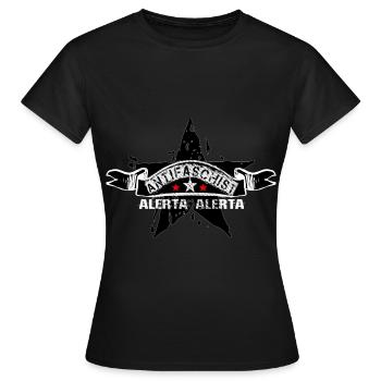 Antifascista gegen rechtsruck Autonomer Block - Frauen T-Shirt - Schwarz - Vorne - AI Model Female 172 dark (172cm)